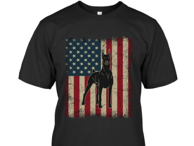 USA Flag Doberman Dog T-Shirt website link 👇