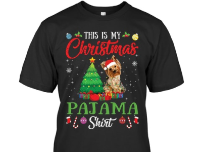 Christmas Pajama Shirt Yorkshire Terrier T-Shirt website link 👇