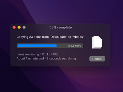 A better macOS dialog for file transfer apple copy extract file moving progress bar transfer ui ui design
