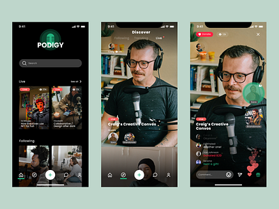 Podigy - a video podcast app app branding design icon logo podcast stream streaming ui ux video