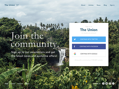 Daily UI #001 - Sign up 001 connect daily ui facebook forest google sign up sketch 3 twitter union