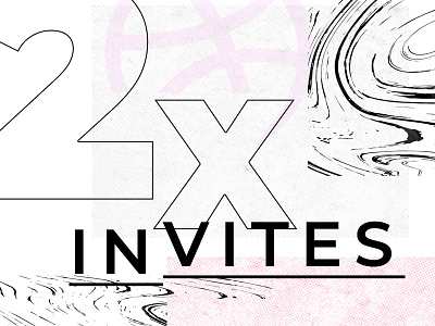 2 Dribbble invites 2x ball dribbble dribbble invitation dribble grey invitation invite notification pink