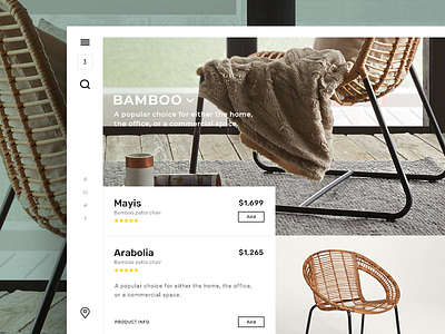 Furniture - Bamboo chairs section app branding design flat furniture rating ui ux web website