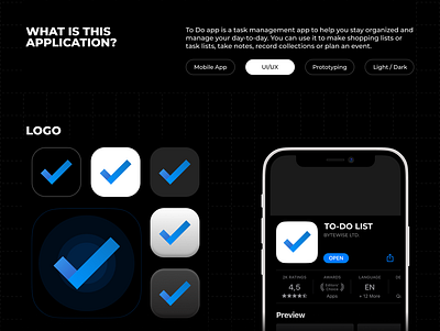 To-Do Mobile Application Design app black black and blue blue branding concept design graphic design illustration logo minimalistic typography ui uiux ux vector