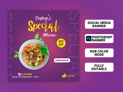 Restaurant Social Media Post | Instagram Post | Banner ads