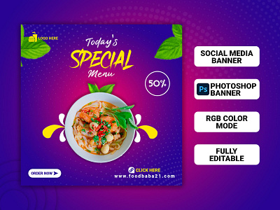 Restaurant Social Media Post | Instagram Post | Banner ads