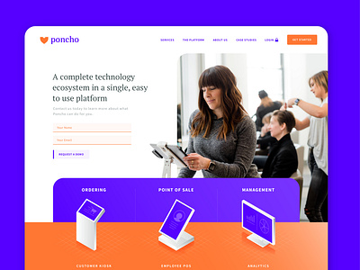 Poncho Website app bold branding design homepage landingpage technology ui ux web web design website
