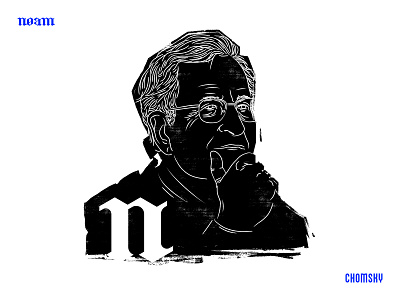 Noam Chomsky Illustration brand identity design illustration woodcut