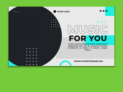 Sideways man listening to music banner web template