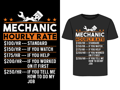 Mechanic Hourly Rate T-Shirt design graphic design illustration retro t shirt typography