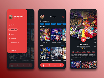 Anime Stream App Design graphic design mobile design ui ui ux