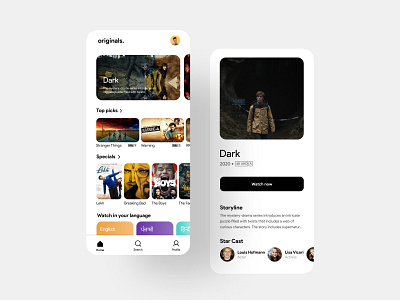 originals- content streaming platform app branding dailyui design mobile ott streaming service ui userexperience ux video streaming