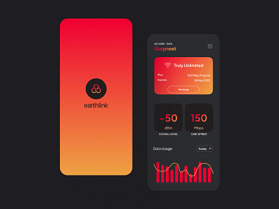 earthlink app branding broadband dailyui dark design fiber internet logo mobile ui ux uxdesign