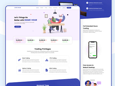 Option trading web landing page design