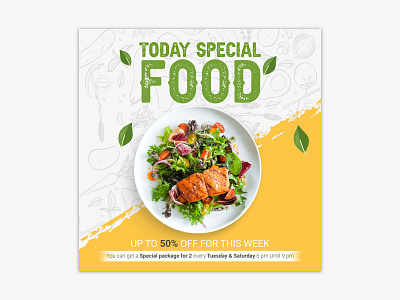 Social media post template design for food