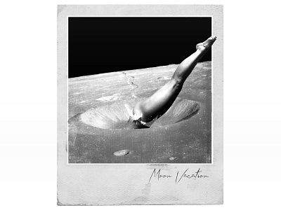 Moon Vacation dribble bikini collage collage art composition crater design digital art dive diving graphic moon polaroid space vintage