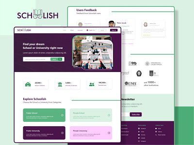 Schoolish Web Design adobe xd education website interface school app university app web design