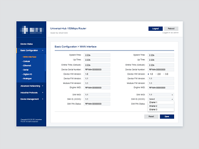 Modem GUI WIP dashboard digital gui modem router ui