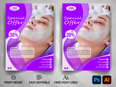 Beauty and spa flyer design adobe illustrator adobe photoshop beauty design flyer flyer design graphic design illustration postcard poster design spa typography