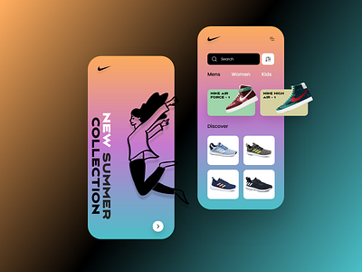 Nike E-commerce app UI design adobe xd app branding design icon illustration nike nike shoes ui ux