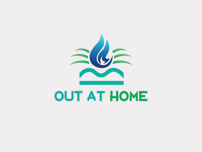 OUT OF HOME app branding flat icon logo minimal typography website