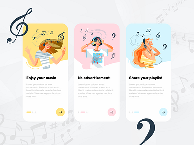 Music App Onboarding app app onboarding composition concept design graphic design mobile mobile app music design onboarding typography ui