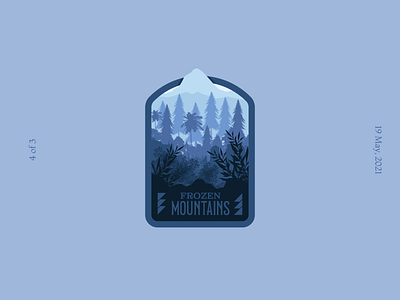 Frozen Mountains (Badge - 3 of 3) badge blue design frozen hill illustration logo minimal mountains stamp vector