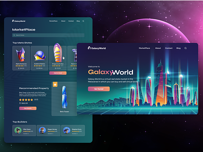 Galaxy World adobexd design dribbblers marketplace metaverse minimal ui ux vector web