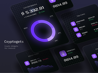 Cryptogets android app design appl application bitcoin crypto cryptocurrency dashboard design dribbblers ui widget