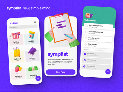 Symplist: New, Simple Mind. adobexd app app design application design dribbblers icons8 illustration list maker lists ui uiux user interface