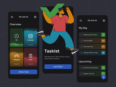 Taskist app app-design application design dribbblers eiesenhower icons8 illustration task list task manager to do to do list ui