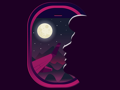 moonlight adobe design draw illustration illustrator landscape logo ui ux vector web