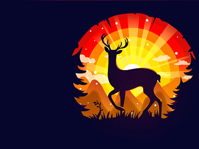 deer landscape adobe art design draw dribbble icon illustration illustrator logo ui vector
