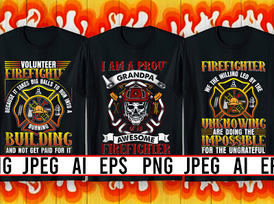 Best Selling Firefighter T-Shirt design bulk design fashion firefighter t shirt illustration logo tee tshirt typography ui unique