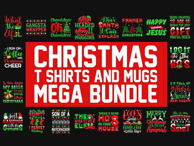 Best Christmas Day T-Shirt & Mug Design Bundle bulk christmas t shirt design fashion illustration logo merch by amazon pod print on demand printful redbubble shopify sunfrog tee tshirt typography unique