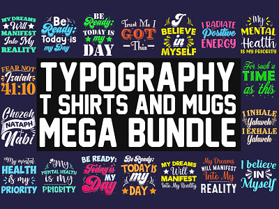 Best Typography T-Shirt & Mug Design Bundle bulk design fashion illustration logo pod print on demand printful redbubble shopify sunfrog tee tshirt typography typography t shirt ui unique