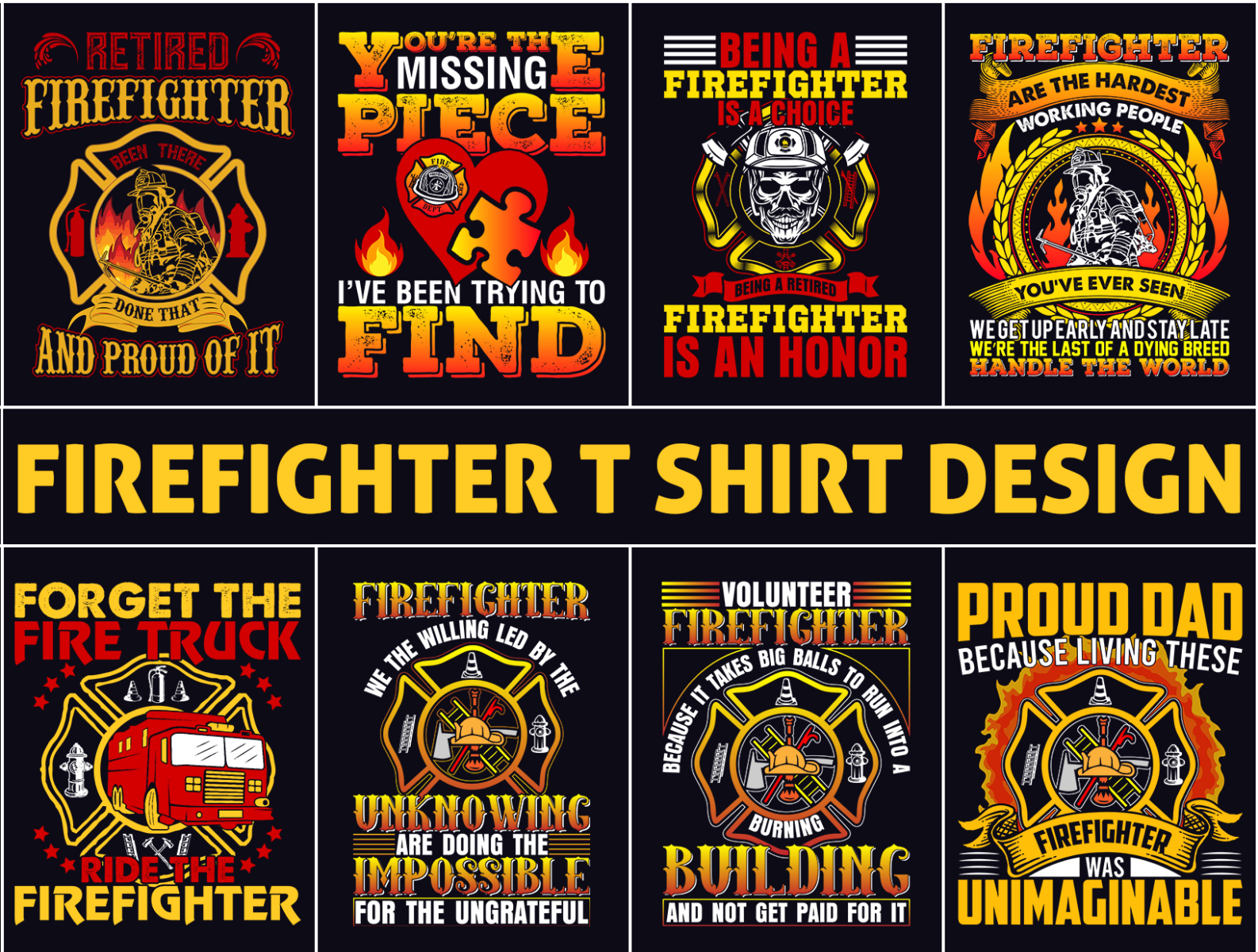 Best Firefighter T Shirt Design Bundle by sadia2209 on Dribbble