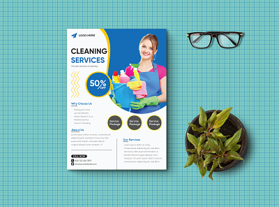 Cleaning Services A4 Size Template banner branding business flyer examples design illustration illustrator minimal social social media banner vector