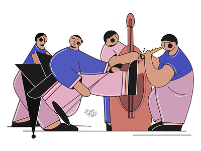 Jazz lovers boys design illustration ilustracja jazzband men music
