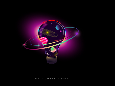 Glowing Galaxy bulb illustration