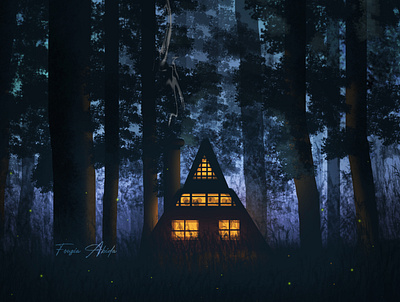 Forest House colorful digital digital art digital illustration digital painting digitalart glow illustraion illustration illustration art