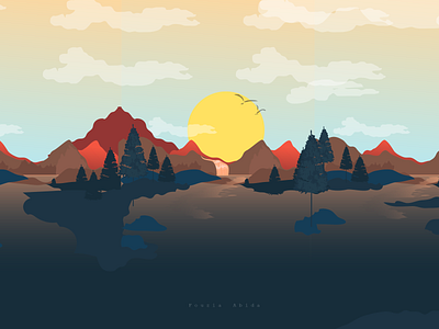Mountain Sunset Illustration