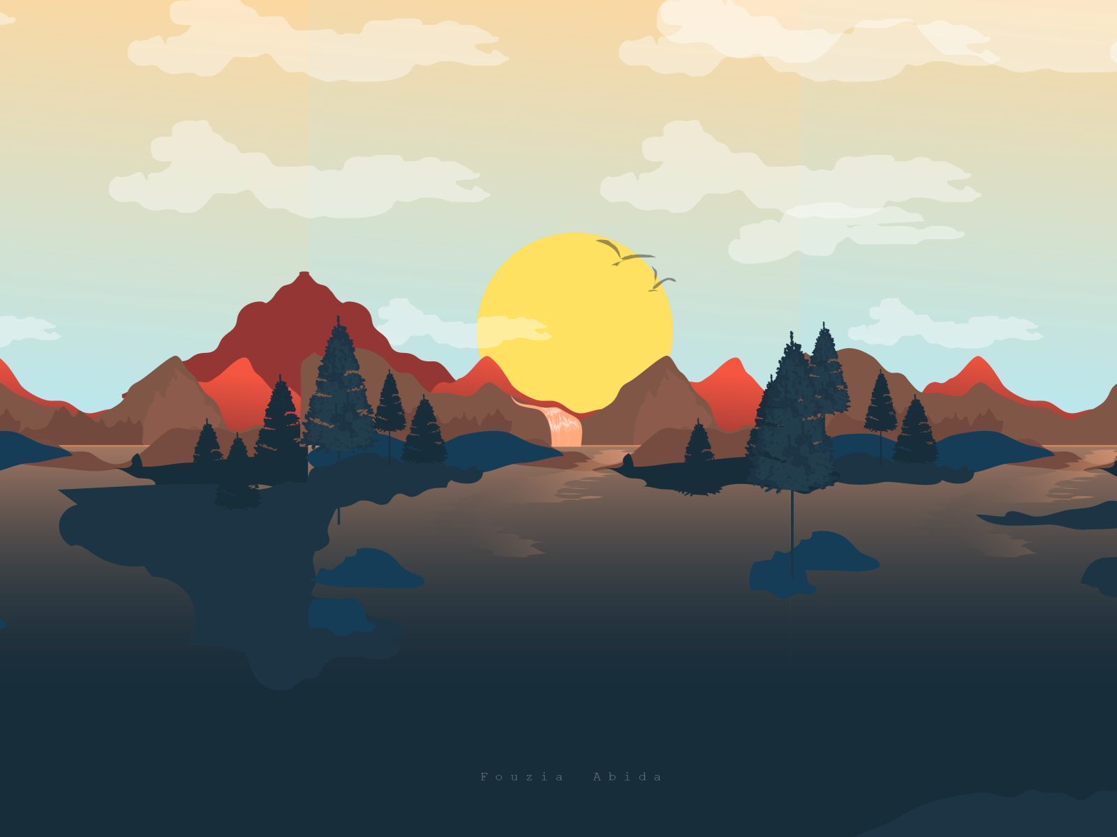 Mountain Sunset Illustration by Fouzia on Dribbble