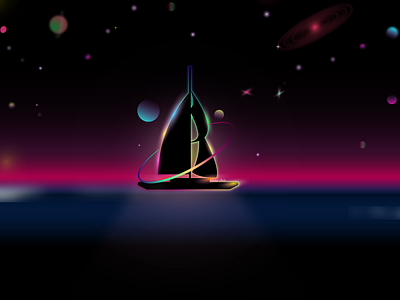 Galaxy boat illustration