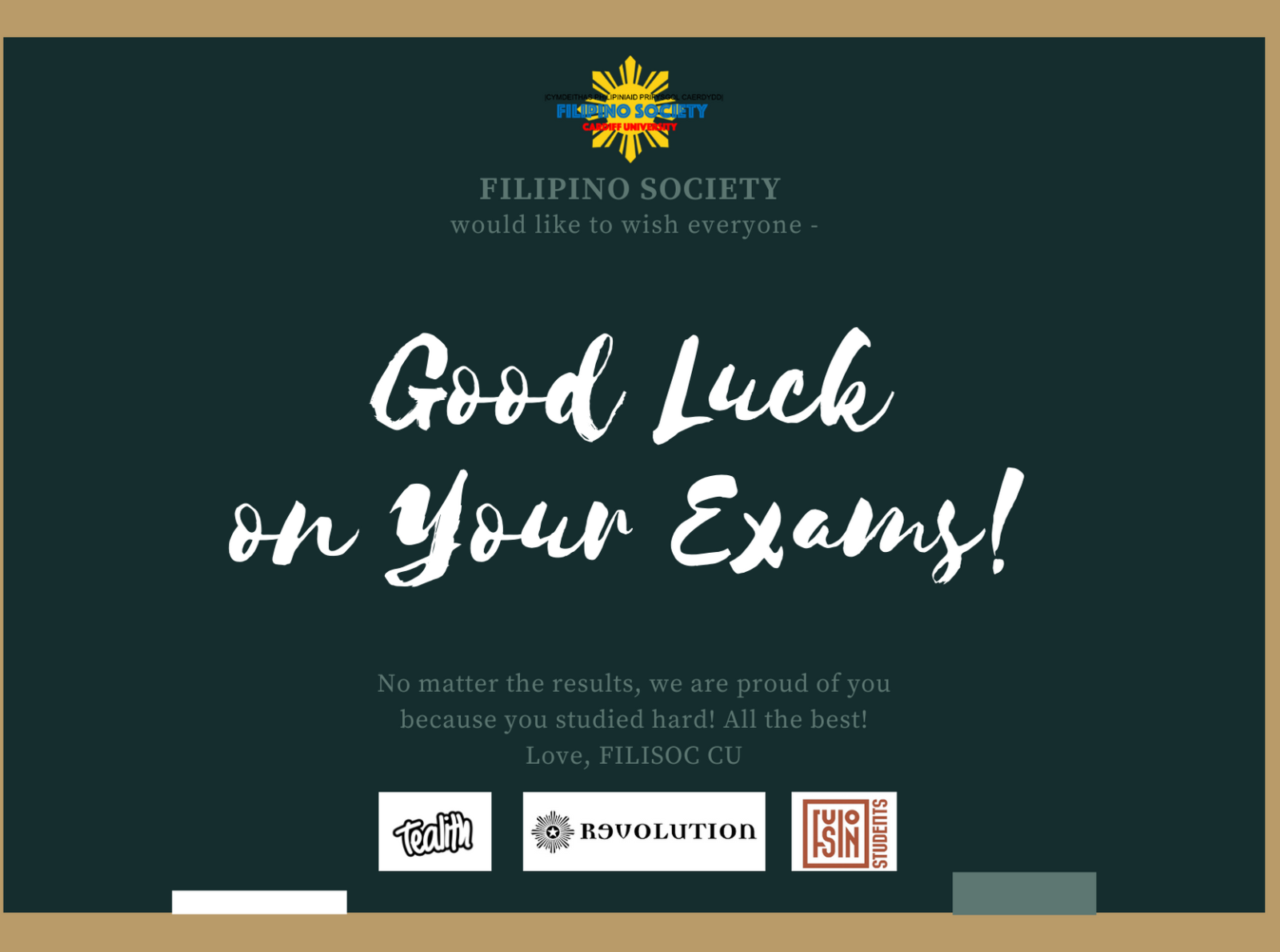 Filipino Society Good Luck Exam Poster by Vince Mojares on Dribbble