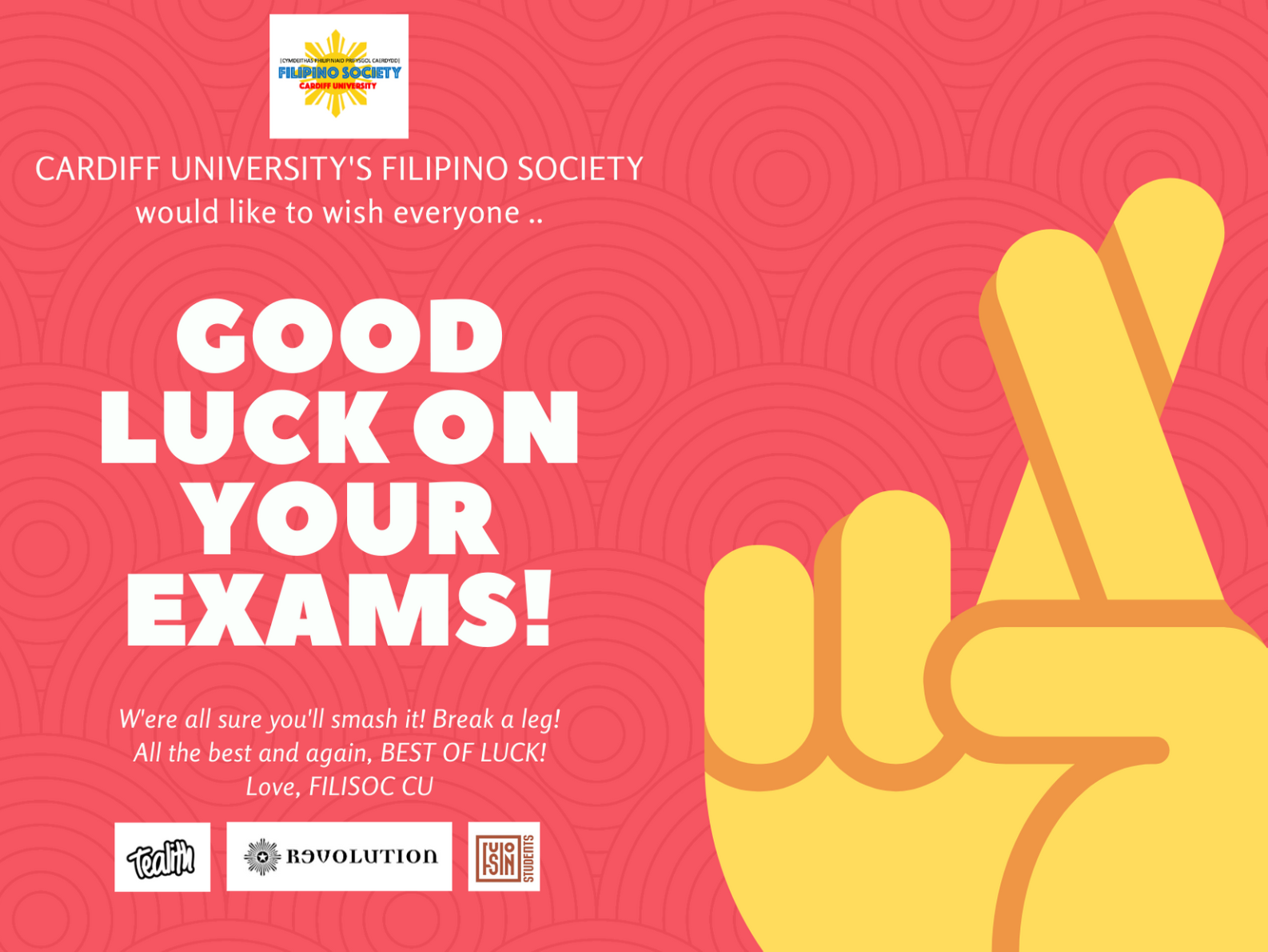 Filipino Society Good Luck Exam Poster 2 by Vince Mojares on Dribbble