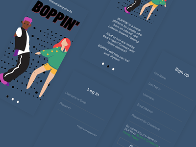 BOPPIN' Social Dance Platform App adobexd app dance design minimal ui ux ux ui visual visual design