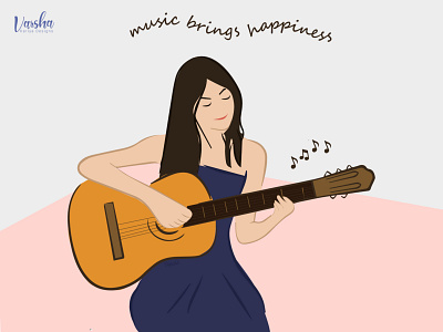 Girl with guitar girl illustration illustration music musical musical instrument practice