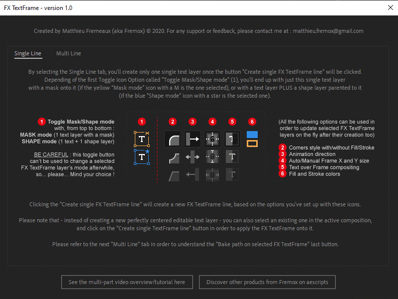 FX TextFrame - UI info panel after effects icons javascript panel text tool tutorial workflow