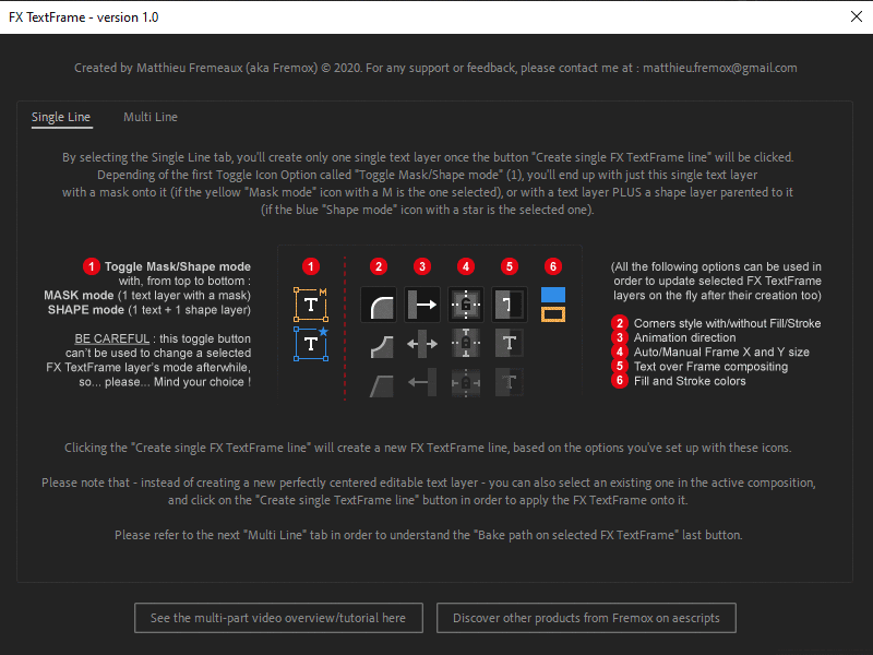 FX TextFrame - UI info panel